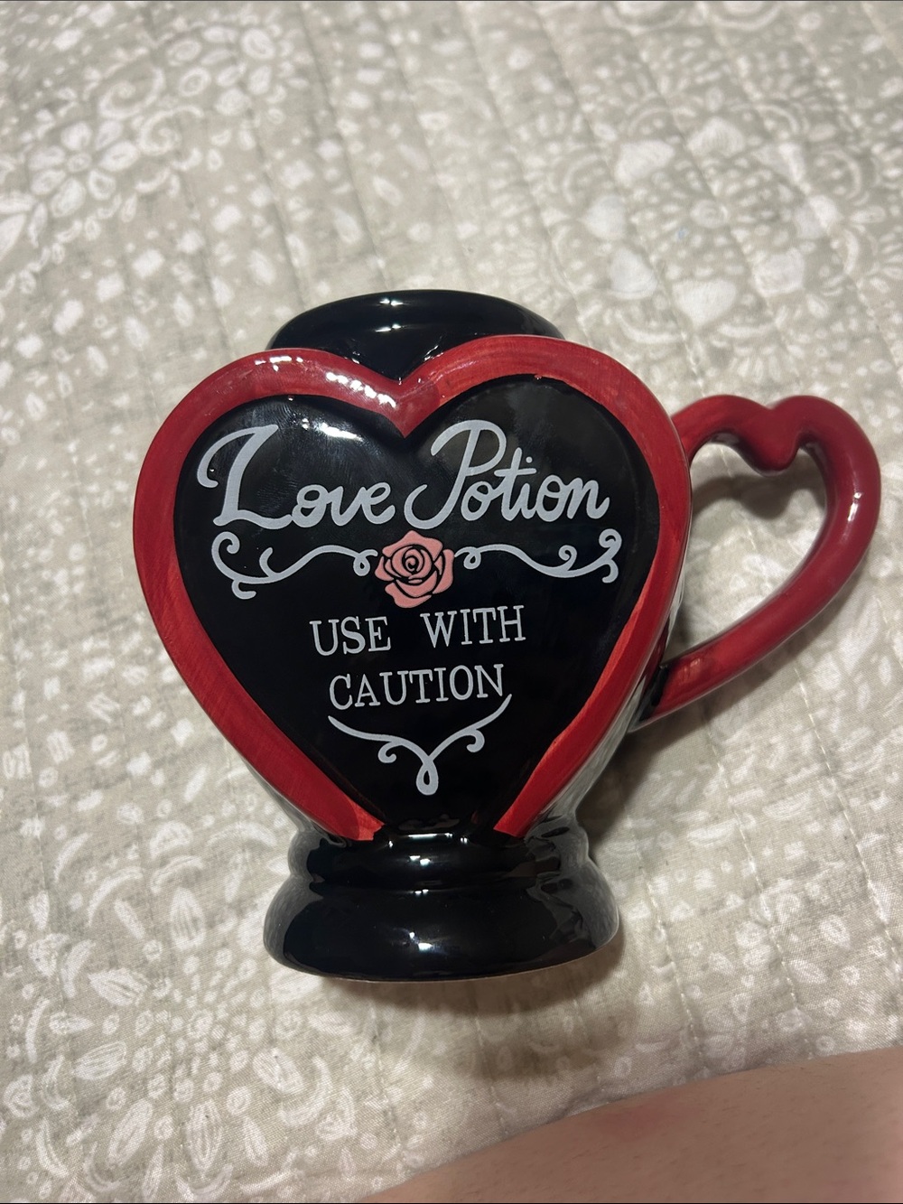 Love Potion Heart Mug - Black and Red Ceramic